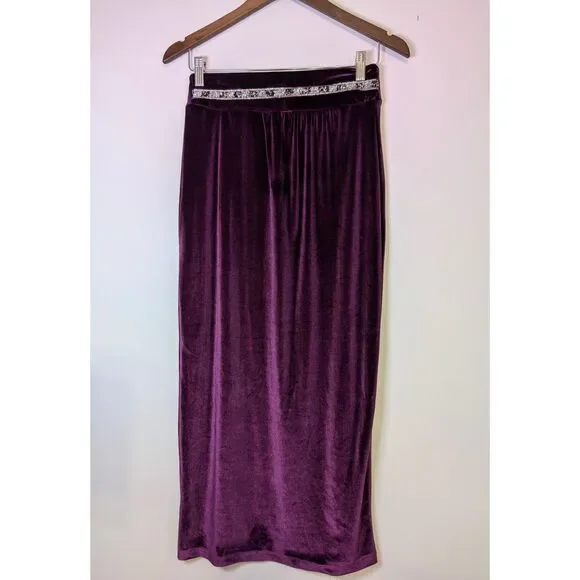 Maya Moda Velvet Maxi Skirt Size Small Purple Rhinestone Waist Formal Whimsigoth - Picture 2 of 8